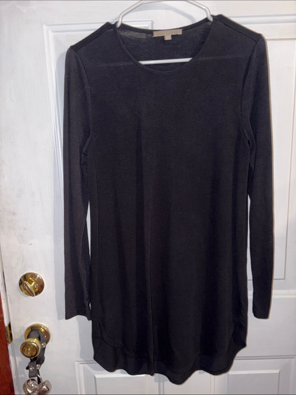 Joan Vass Black Long-Sleeve Knit Tunic Dress